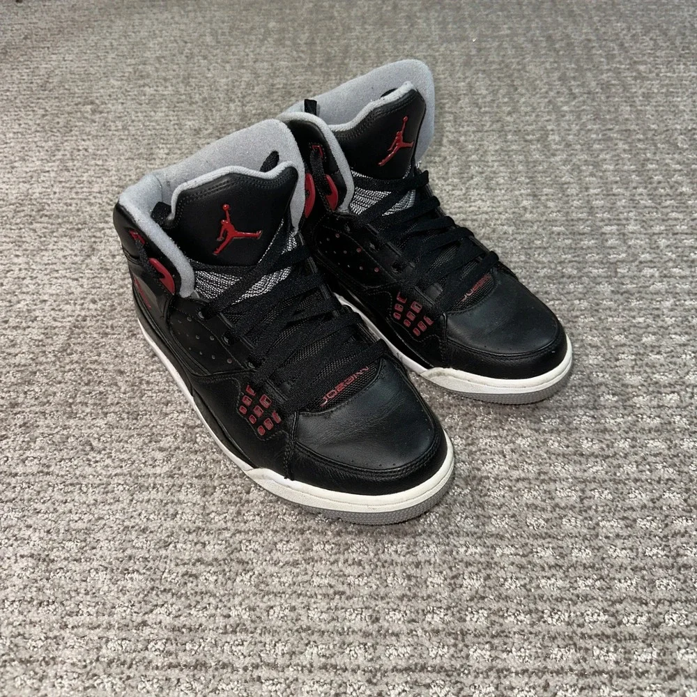 Jordan Flight 45 High Black Varsity Red Stealth Sneakers 538698-020 Mens 8